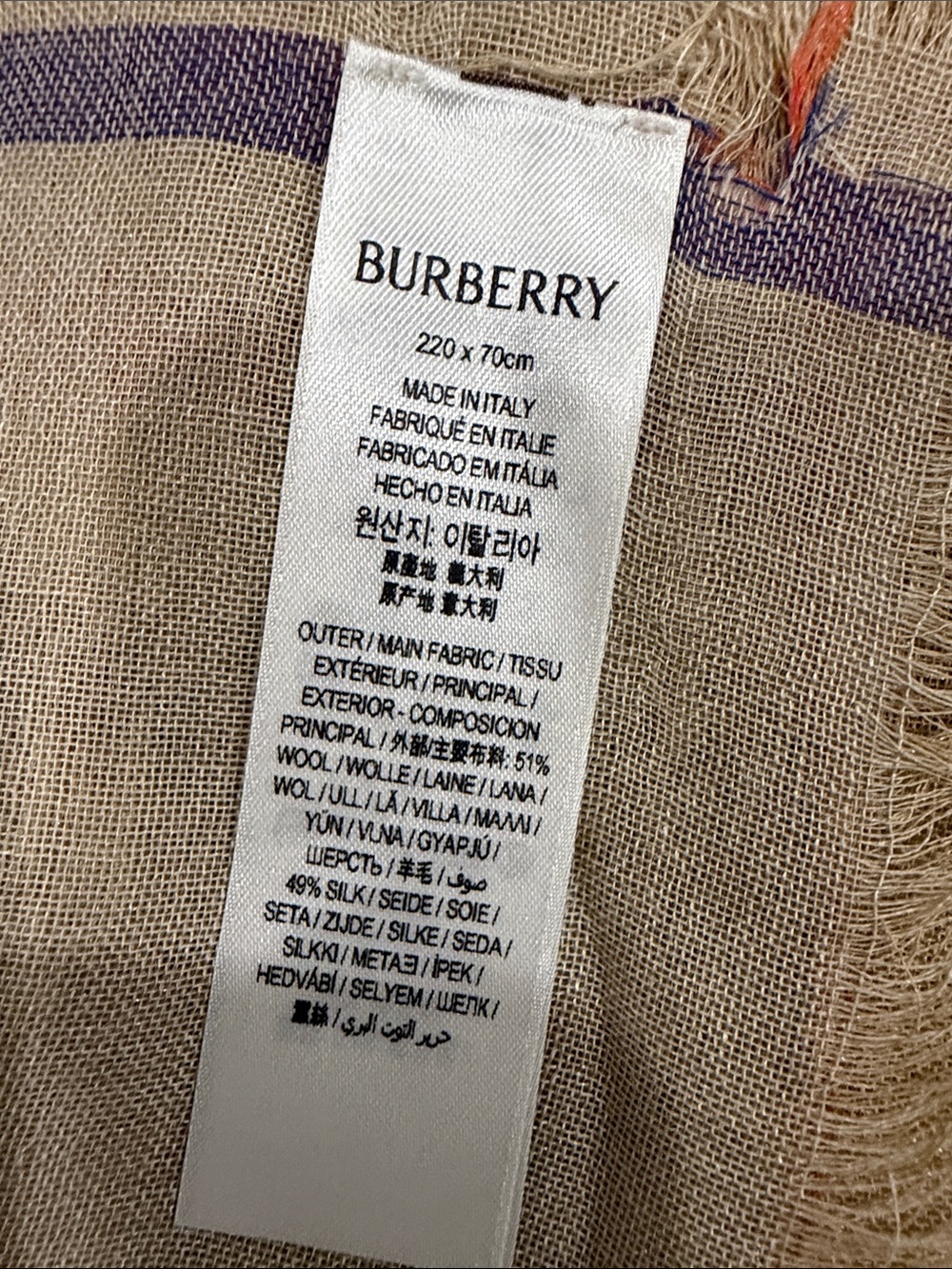 Burberry Beige, Black and Cream Classic Check Scarf - Picture 8 of 9